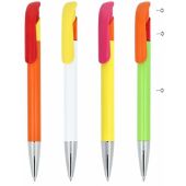 Balpen Atlas metal combi - Wit/transparant / Fluor assorti
