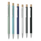 Bergamo balpen bamboe gerecycled aluminium blauwe inkt - zwart