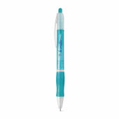Slim frosted balpen met grip blauwe inkt