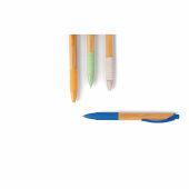 Kurma balpen bamboe met grip blauwe inkt