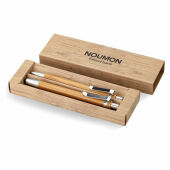 Bambooset balpen met touchtip en vulpotlood bamboe