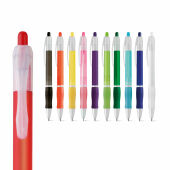 Slim frosted balpen met grip blauwe inkt