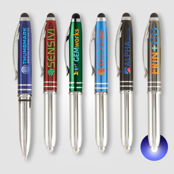Lando balpen met stylus touch tip en LED-licht Lando balpen met stylus touch tip en LED-licht